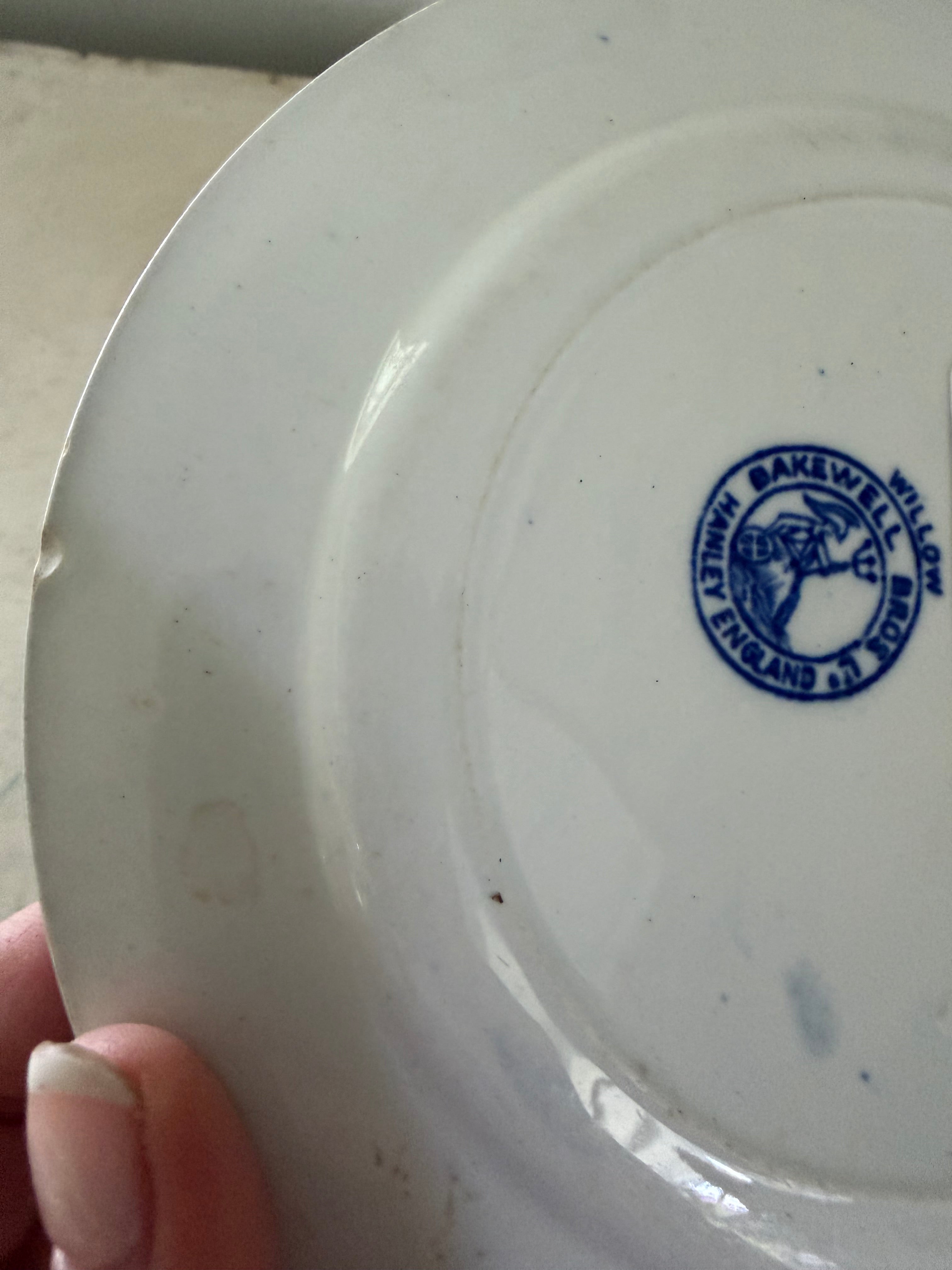 Vintage Bakewell Brothers Blue Willow Bread and Butter Plate Blue and White Willow Ware Hanley England as is
