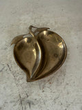 Vintage brass divided peach shaped tray