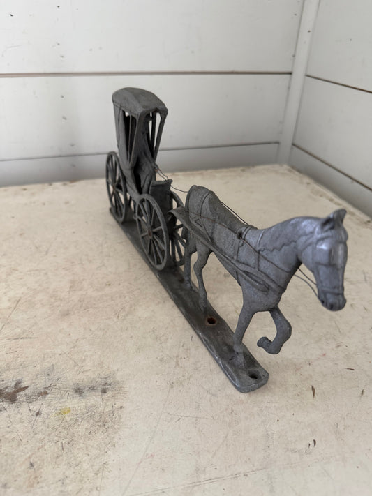 Vintage Cast zinc metal Horse and Buggy for weathervane or top of mailbox