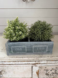 Handmade hand-painted wooden tote - greenery not included