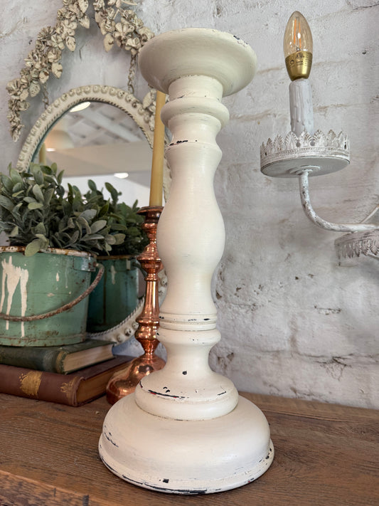 Hand Painted Turned Candlestick 15.5”