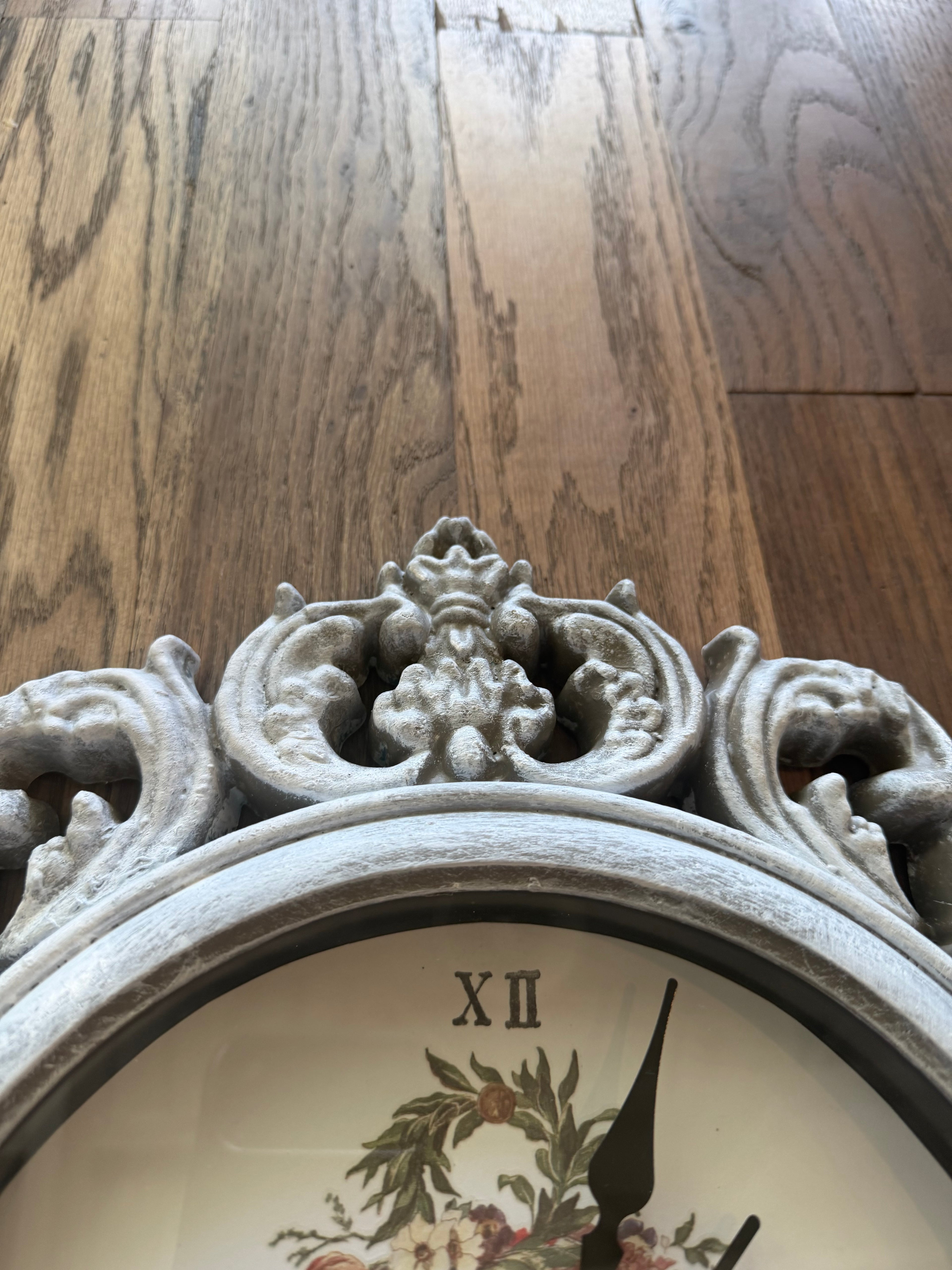 French Style Ornate Wall Clock 16” across