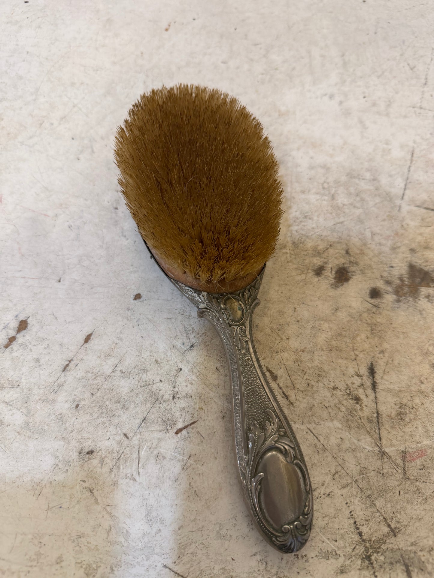 Antique Edwardian and silver plate hairbrush