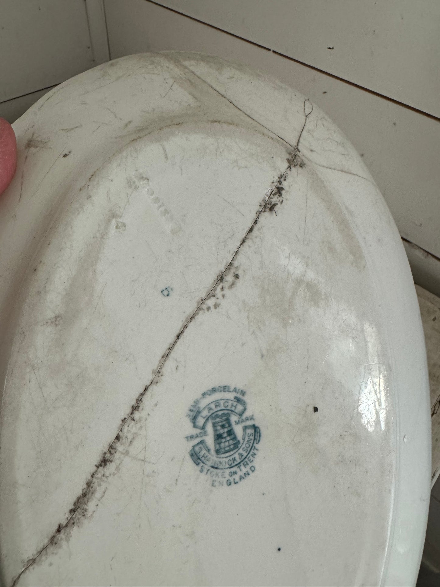 Antique Ironstone stoke on Trent Platter cracks have been repaired