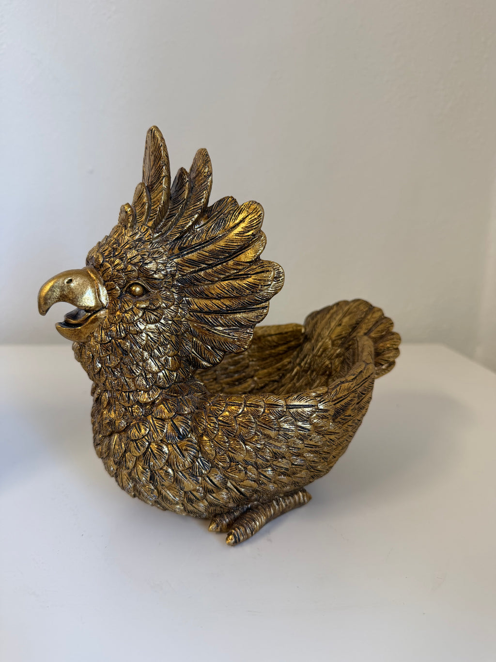 Cockatoo Gold Decorative Bowl / Parrot Figure Bowl