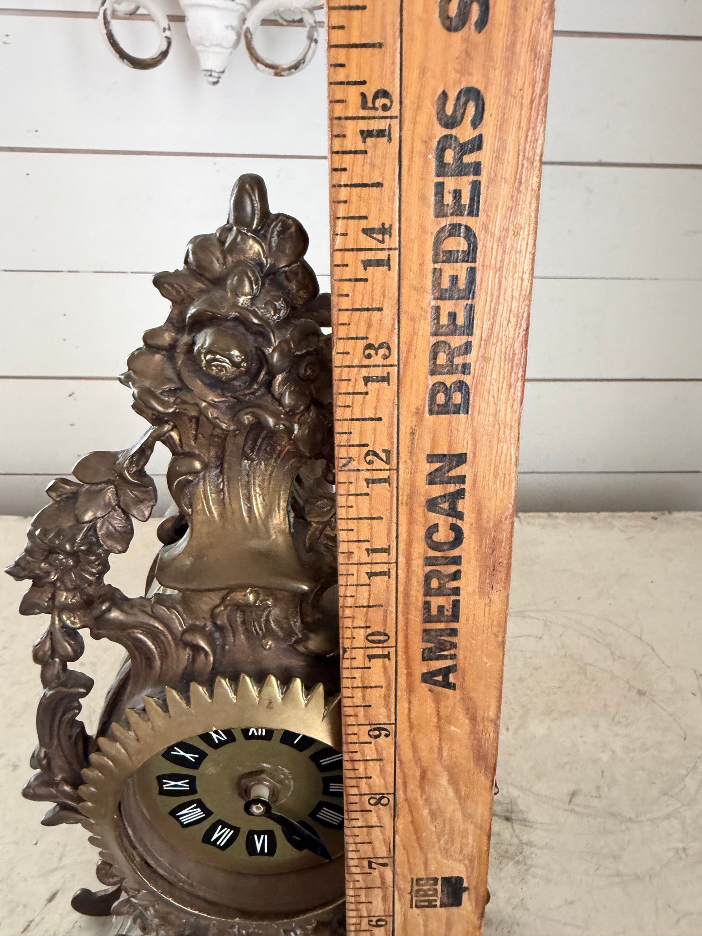 Antique Italian Rococo-style brass mantel clock - clock parts not original and not currently working for decor only as is