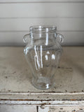 Clear glass vase with little handles