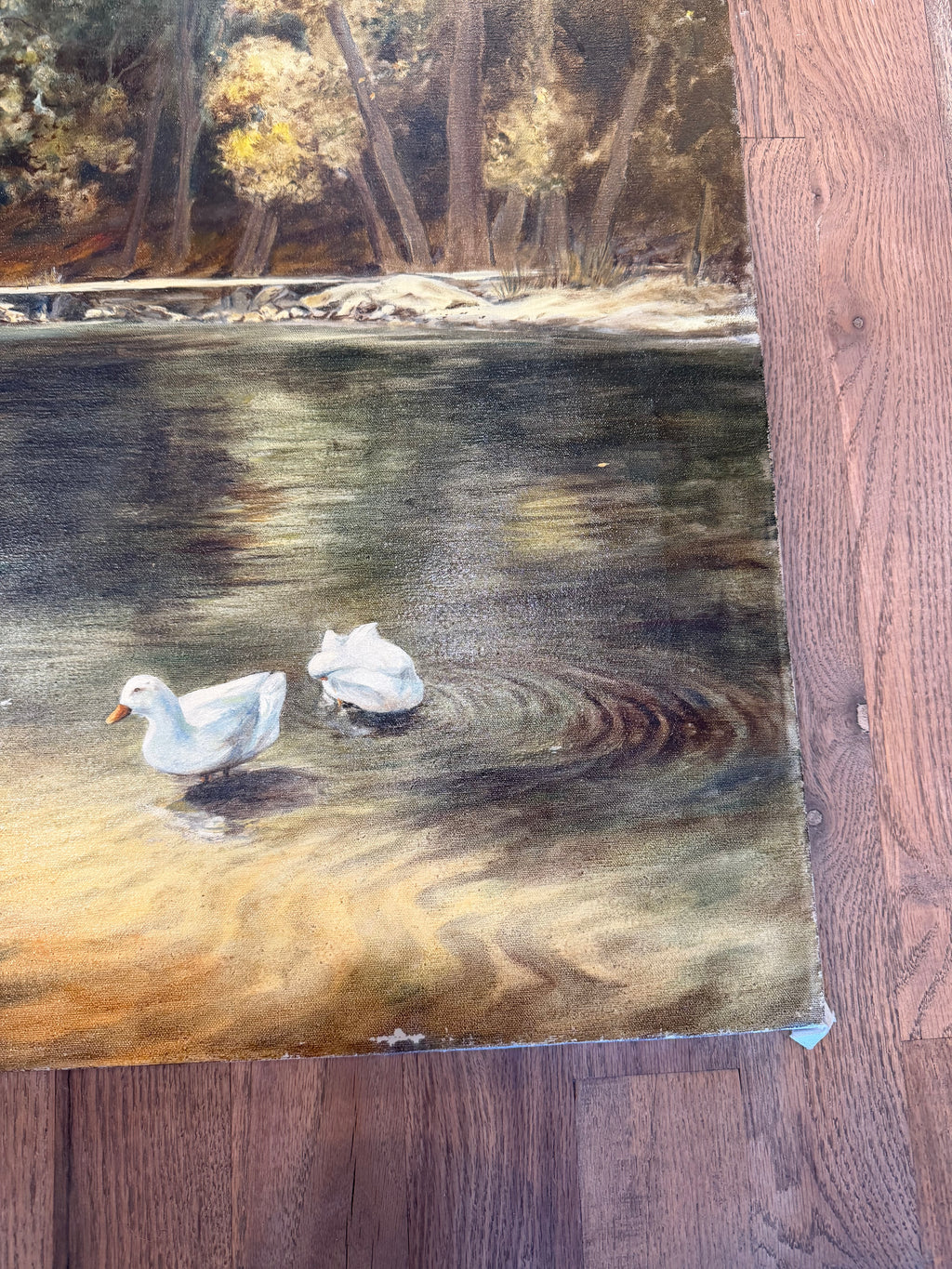 California Artist Jay Schmidt Signed Oil Painting On Canvas Of Ducks On a Pond