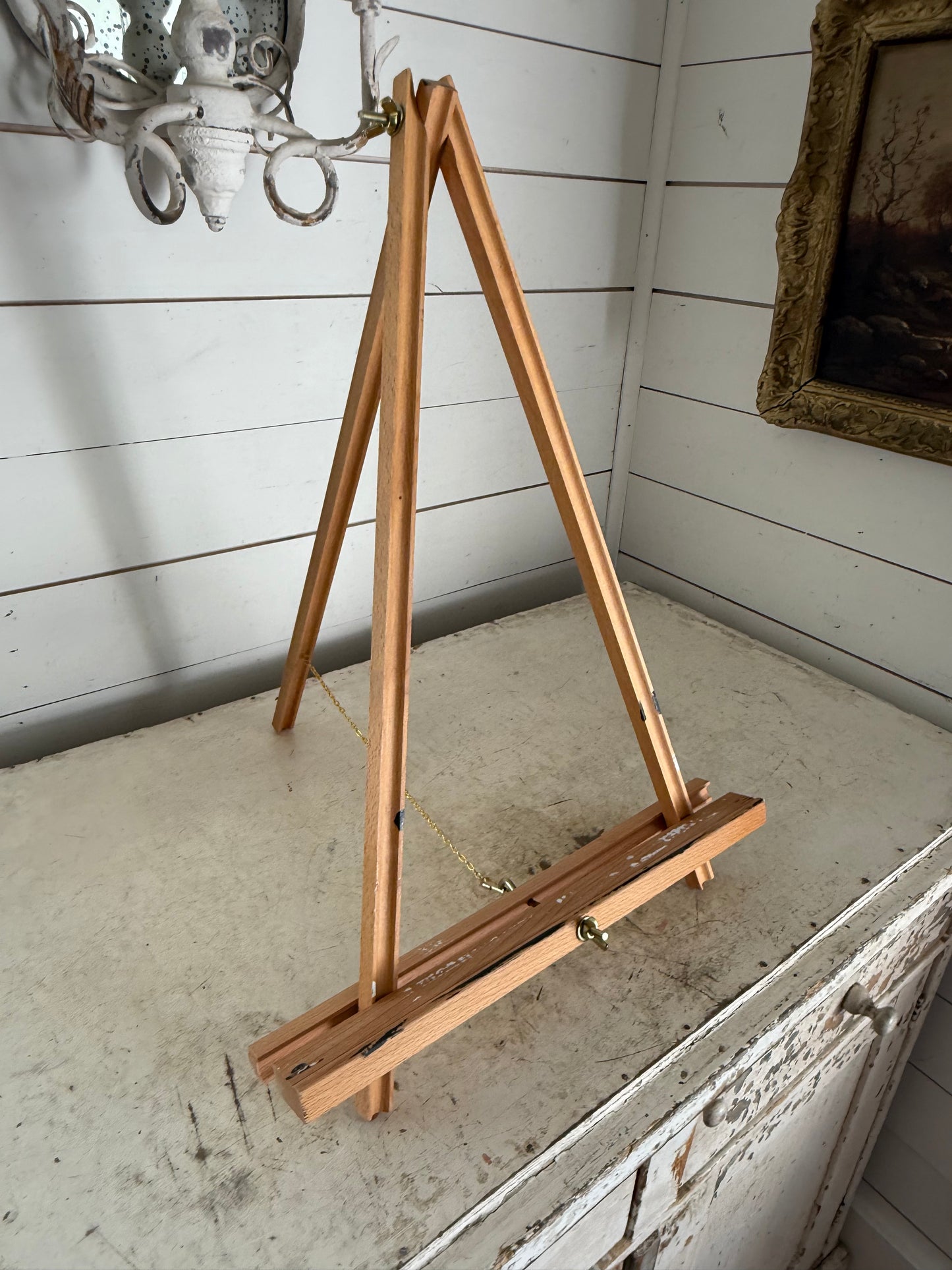 Cute Retro Wood Painting Easel Display w/Adjustable Base