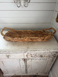Vintage Cross Woven Oval Basket with Large Handles
