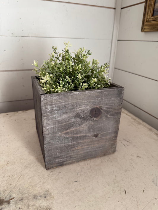 Square wood planter will get makeover greenery not included