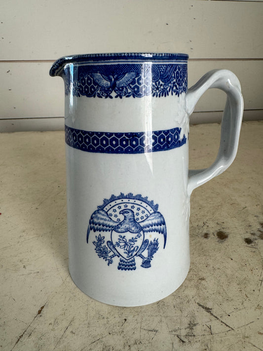 Spode Blue Heritage Pattern Number W69 Tall 5 1/2" Milk Jug / Pitcher