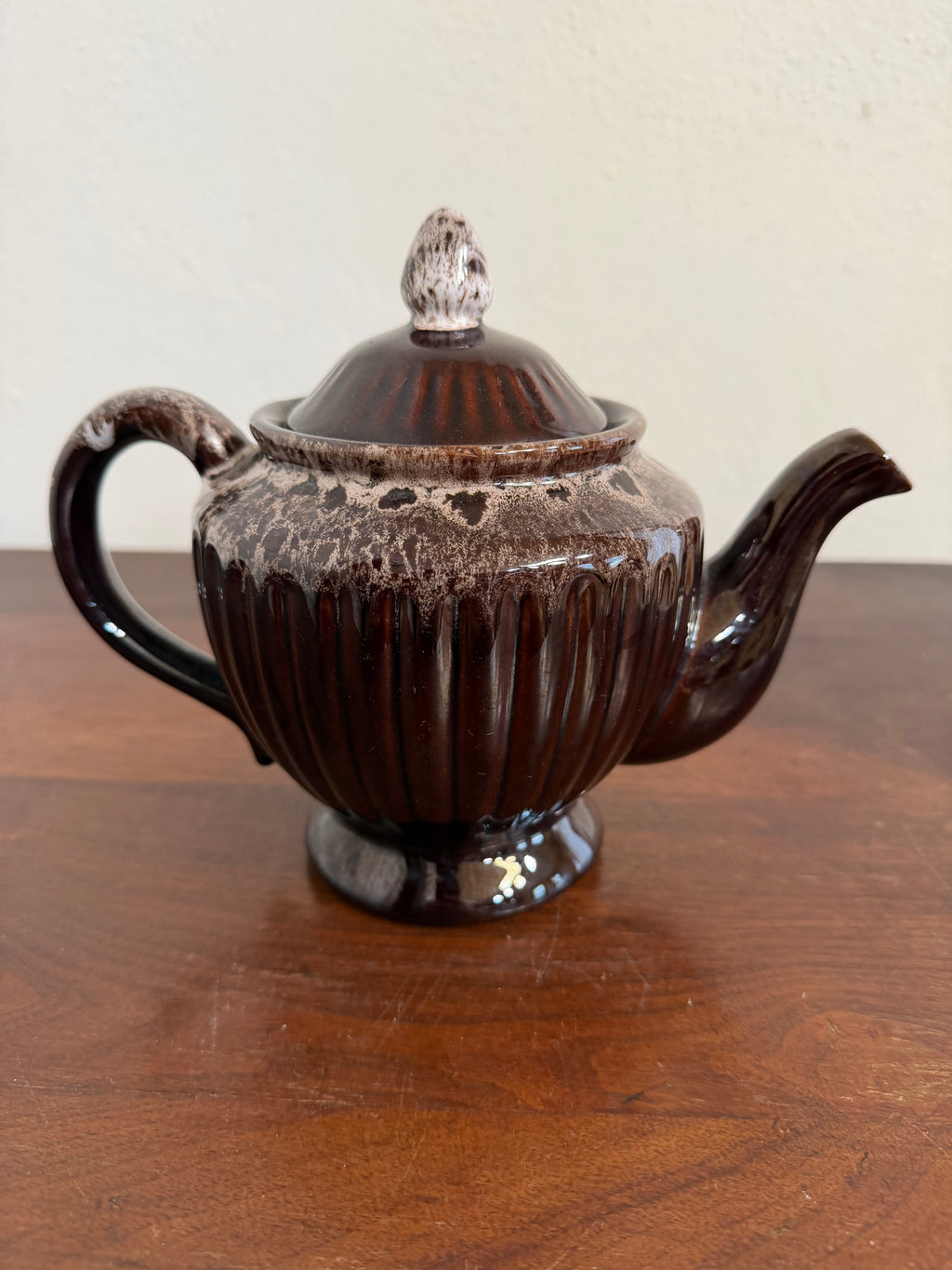 Vintage Brown Drip Glaze Teapot