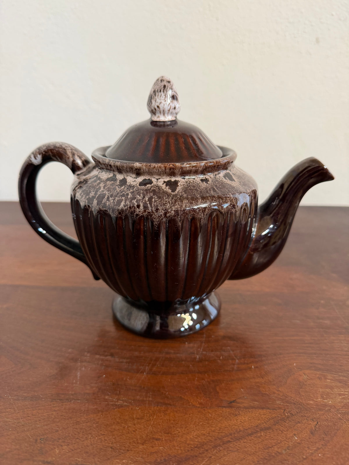 Vintage Brown Drip Glaze Teapot