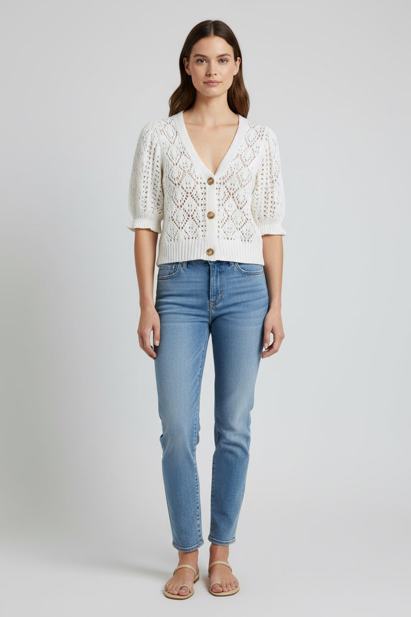 Downeast Short Sleeve Cardigan Small