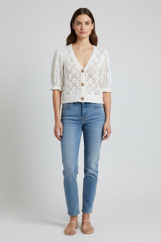 Downeast Short Sleeve Cardigan Small