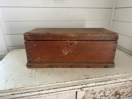 Victorian Wooden Tool Box with Handles and Tray