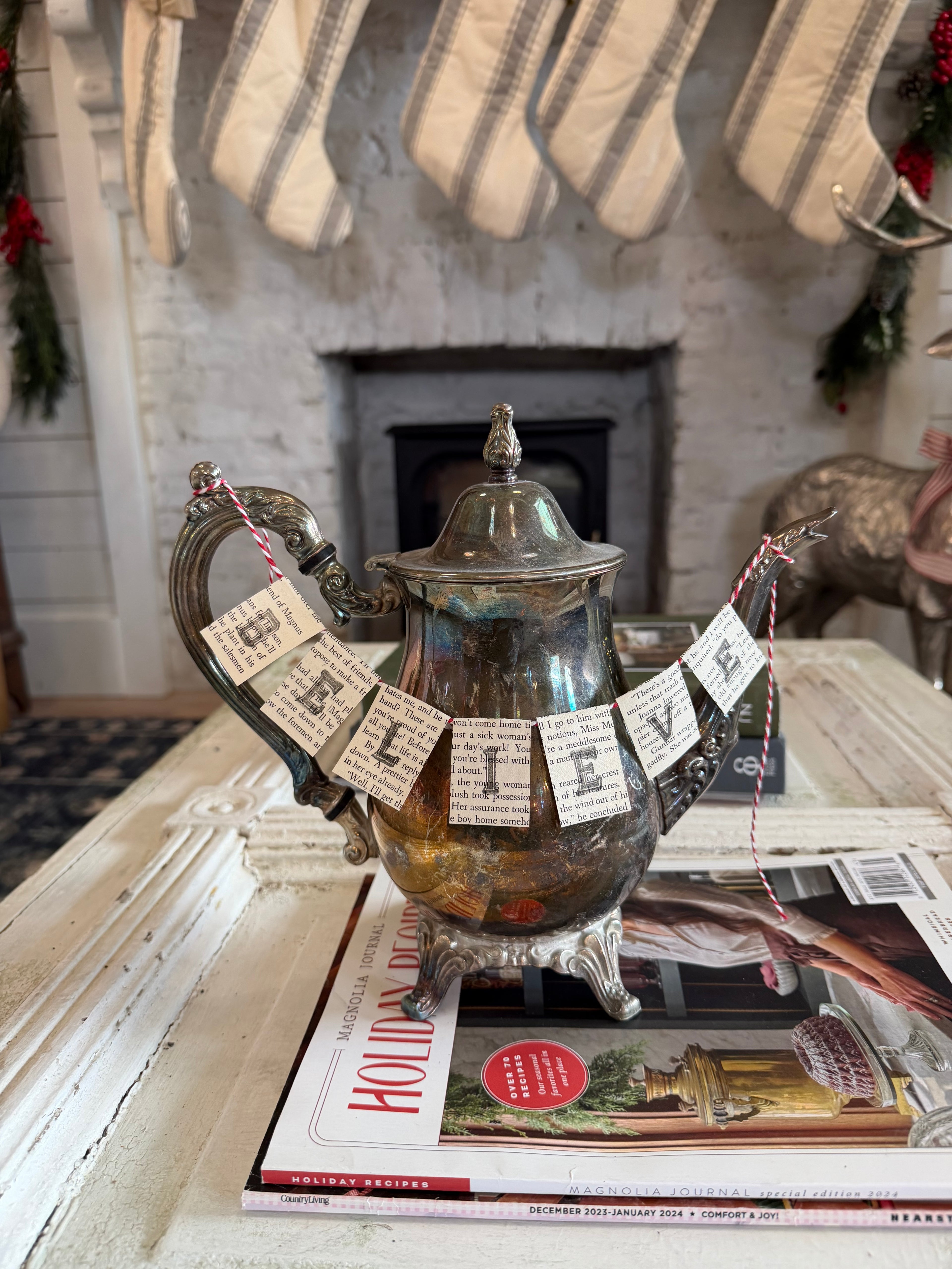 Tarnished Silver Teapots, sugar dishes and creamers with banners sold seperately