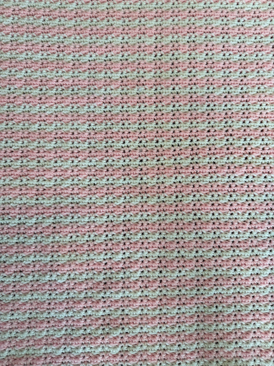 Pink and white Fringe Afghan