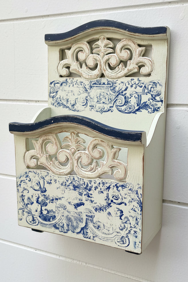 French Country Hand-painted wall hanging organizer