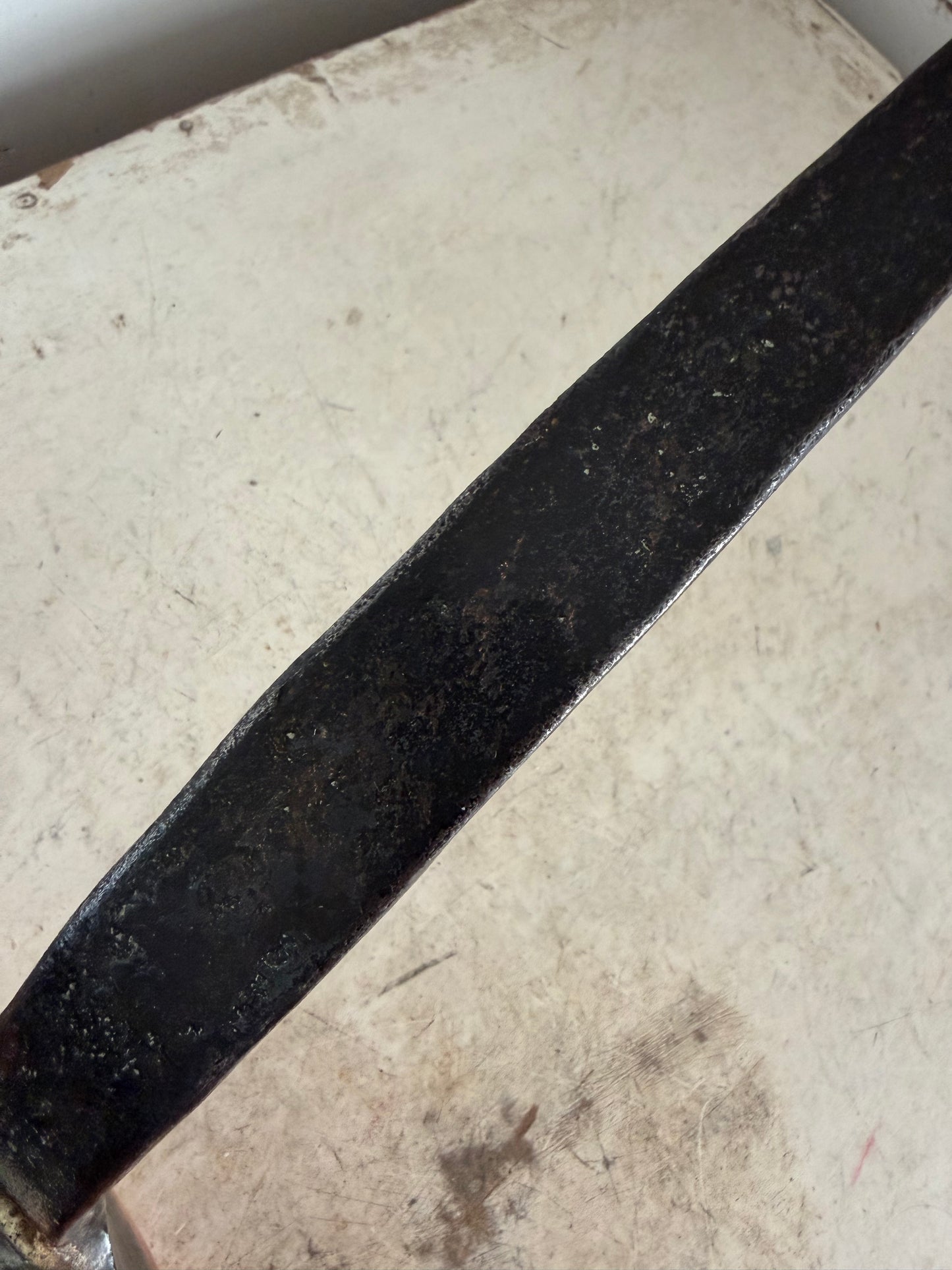 Antique French copper saucepan with a wrought iron handle - X Large