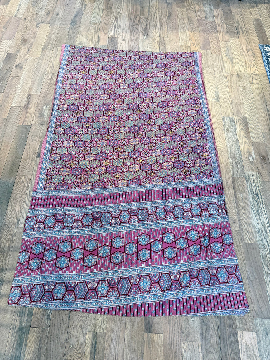 Silk Scarf with intricate geometric block-printed patterns