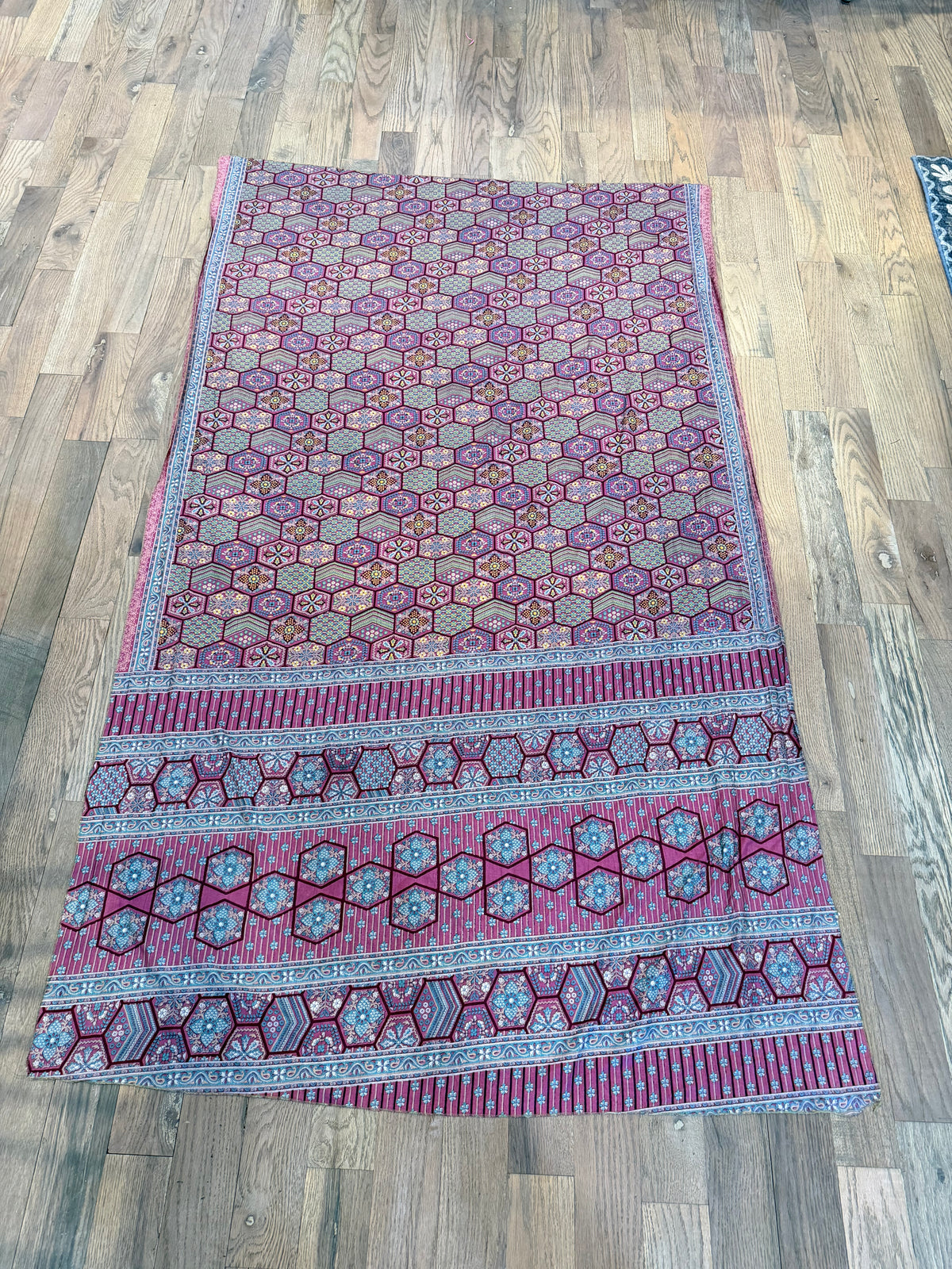 Silk Scarf with intricate geometric block-printed patterns