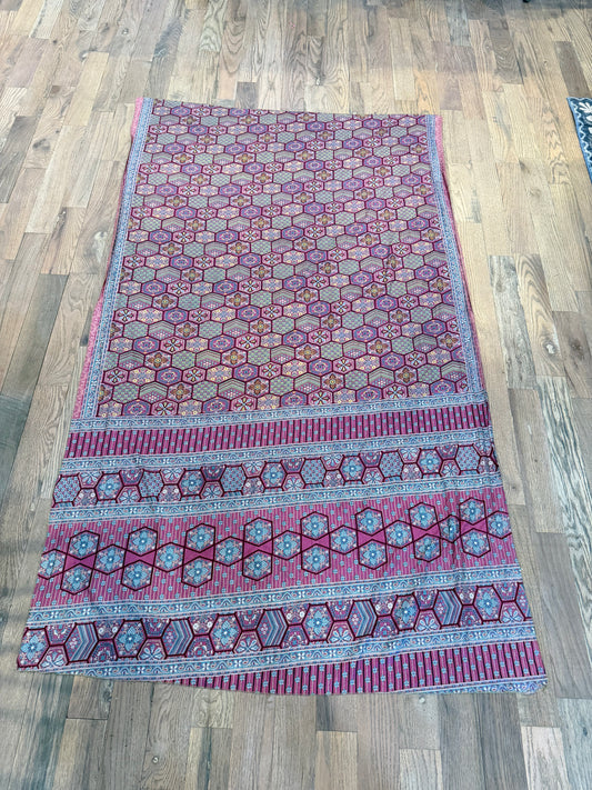 Silk Scarf with intricate geometric block-printed patterns