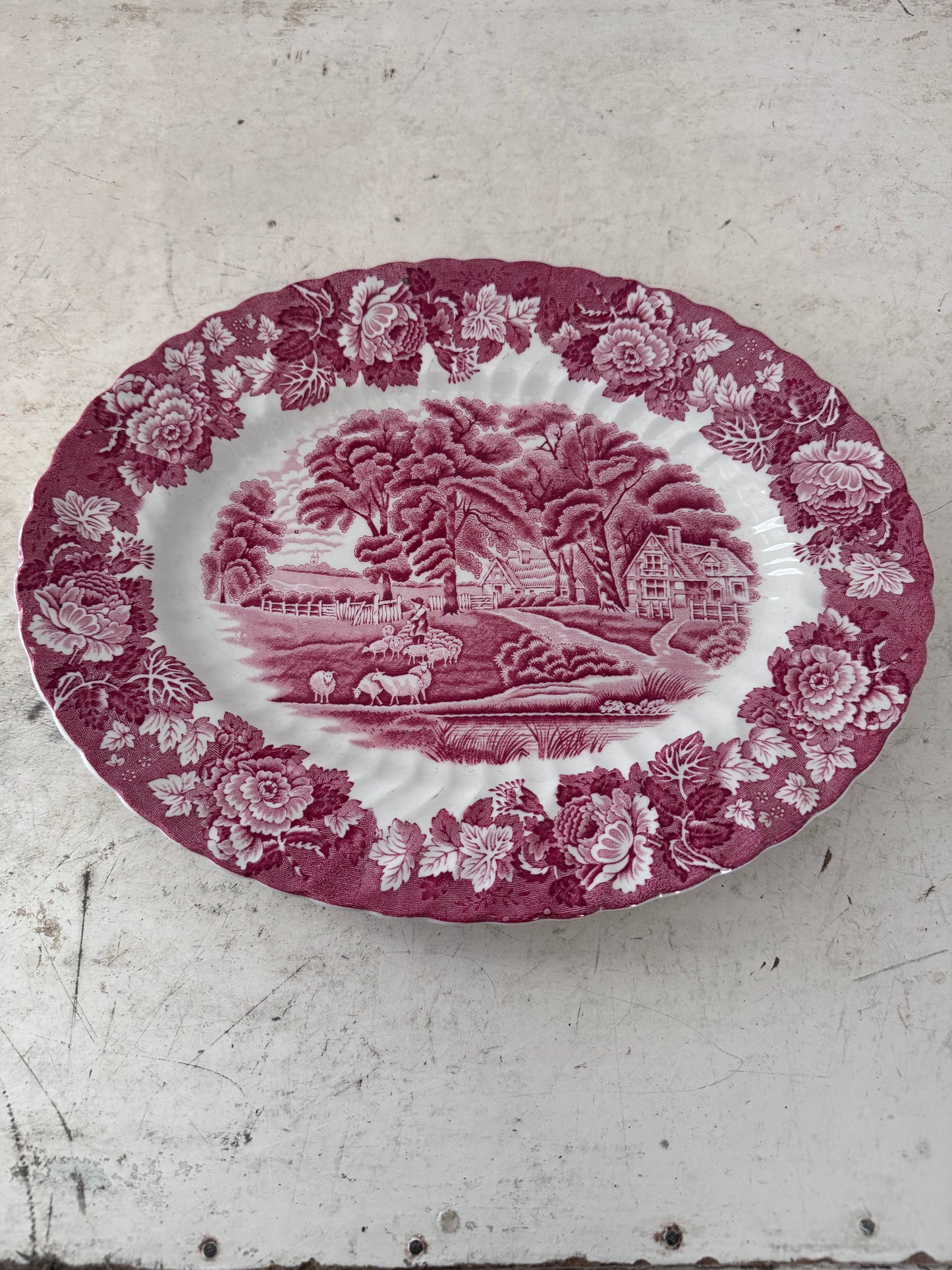 Wood and Sons Enoch Woods English Scenery Red Serving Platter