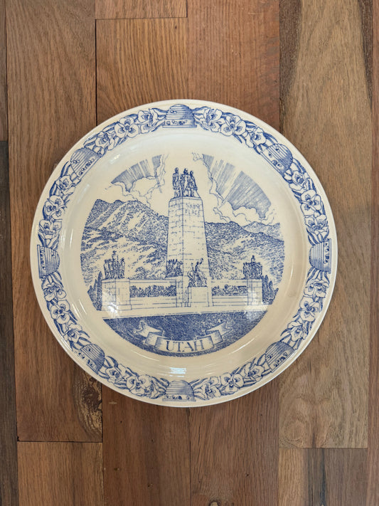 Vintage Utah Blue Transferware Plate