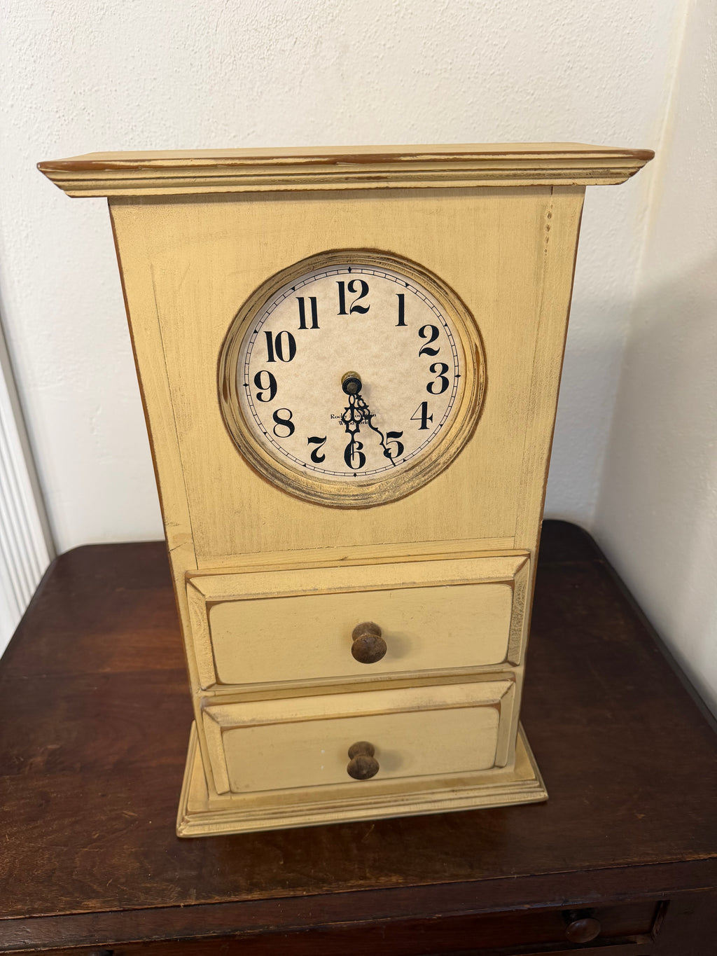 Vintage Rocky Mountain Woodworks Clock with 2 drawers - Will Get Makeover