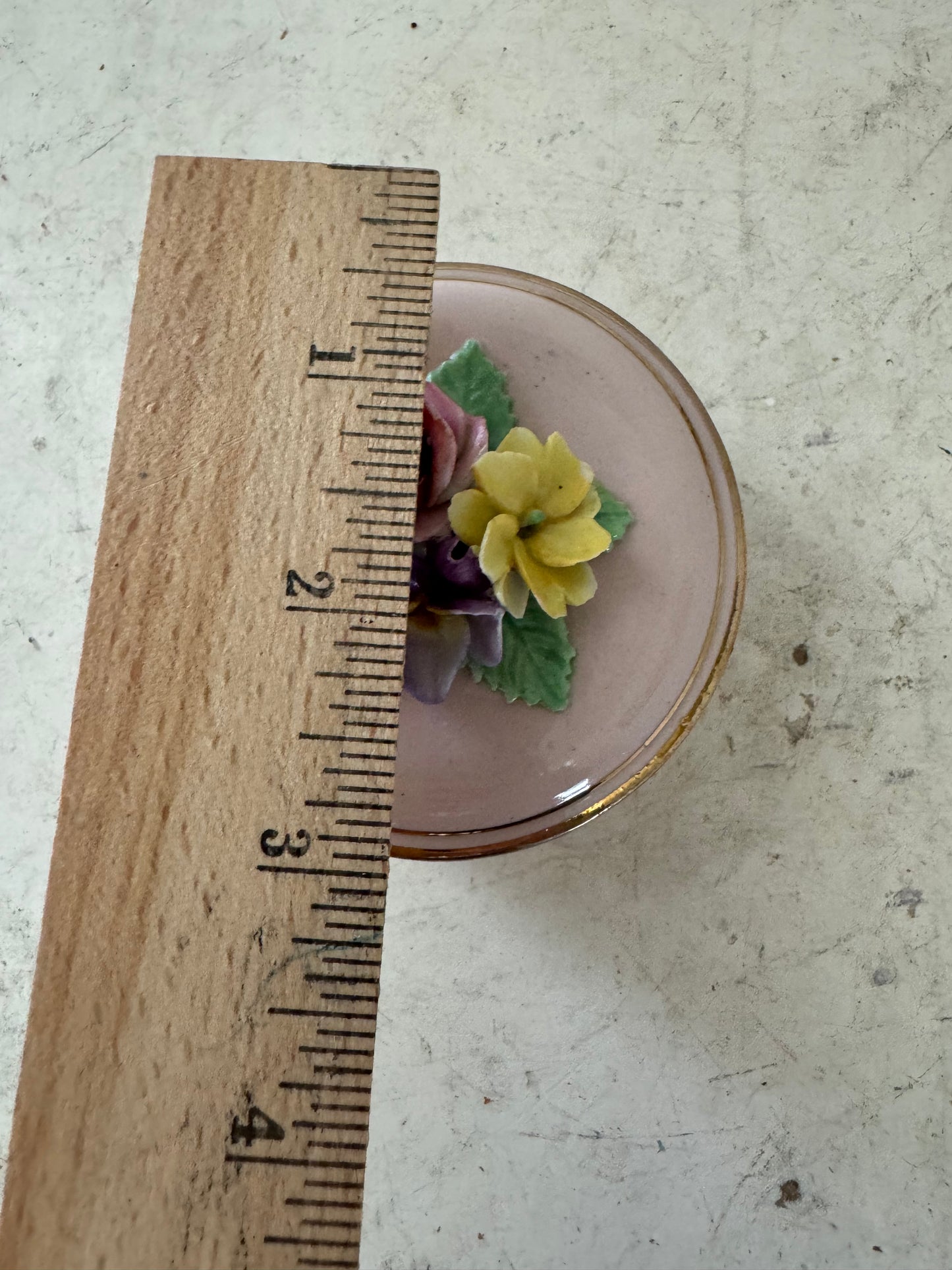 English Pink Trinket Dish with flowers