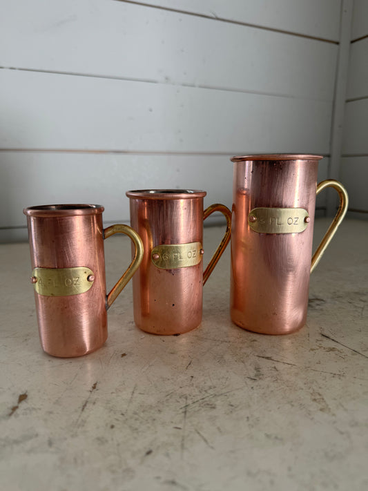 Vintage Copper & Brass Graduated Measuring Cups