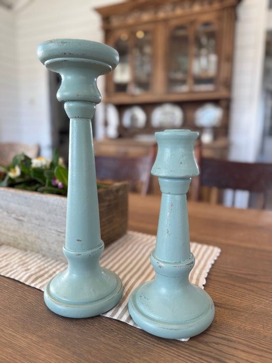 Wooden Candlesticks hand painted