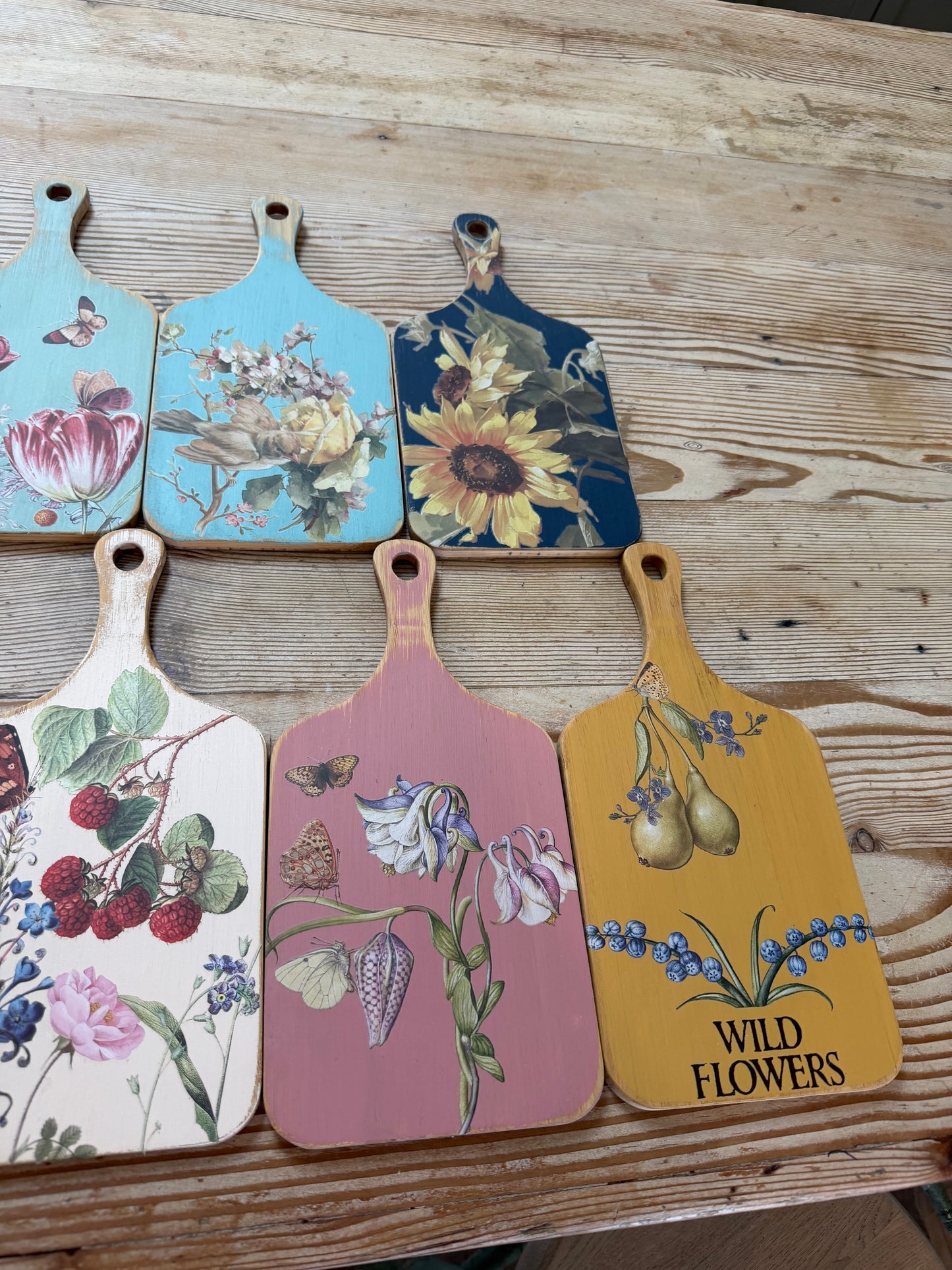Hand-painted cottage cutting boards sold individually