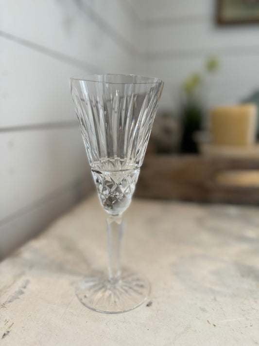 Waterford Maeve Lead Crystal Cut Cris-Cross Stem Wine Water Goblet Glass