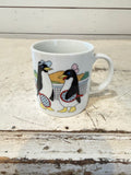Vintage Cartoon Penguin mug - Playing Tennis