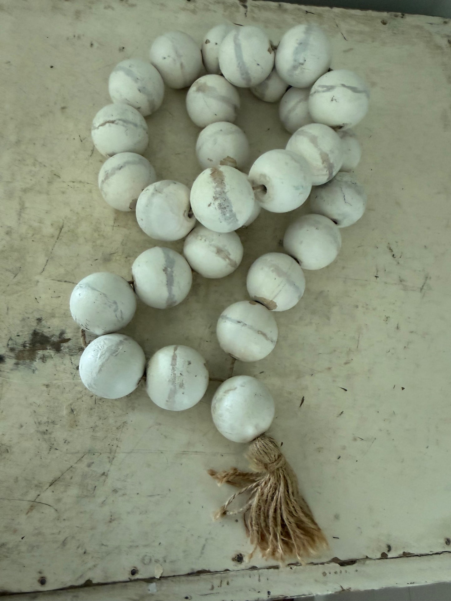 Wooden Bead Garland with Tassel