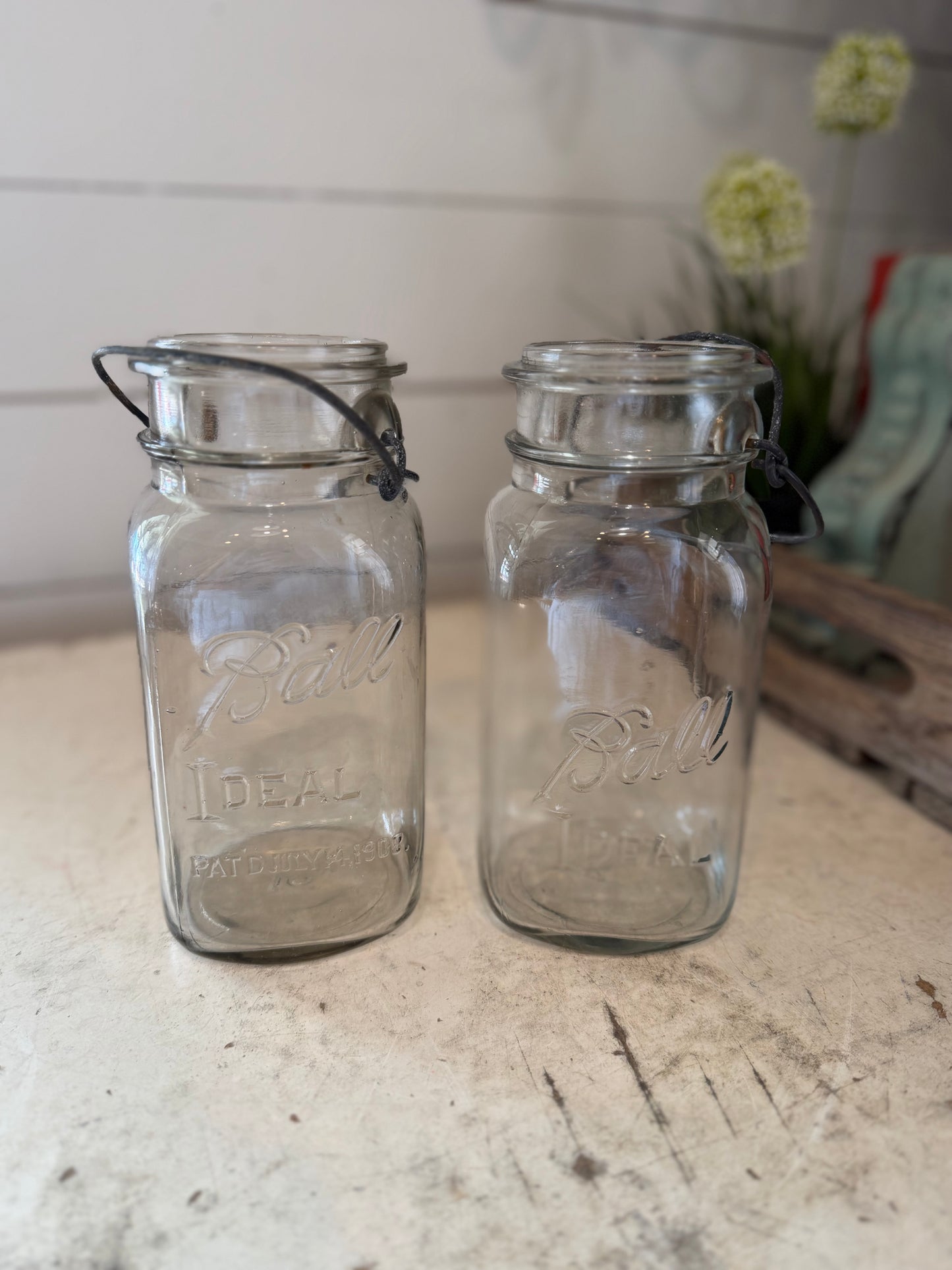 Antique Clear Glass Ball Mason Jar - Sold Individually