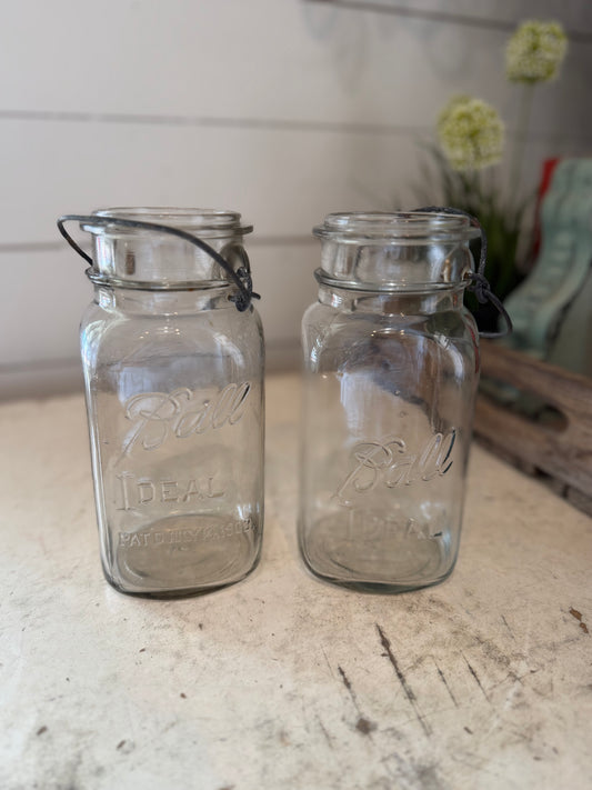 Antique Clear Glass Ball Mason Jar - Sold Individually