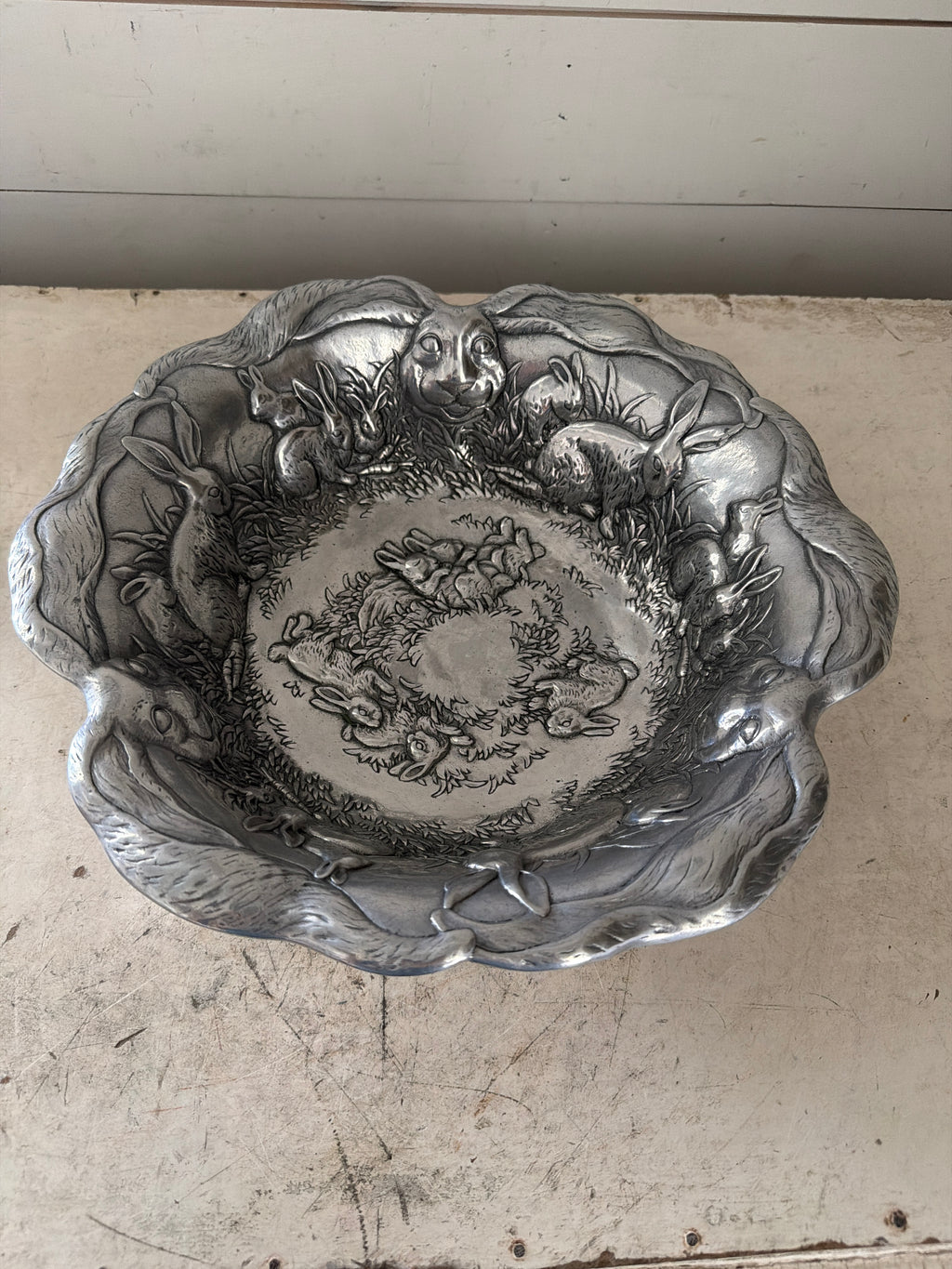 Arthur Court Vintage 14”Large Rabbit Bunnies Carrots Salad Serving Bowl