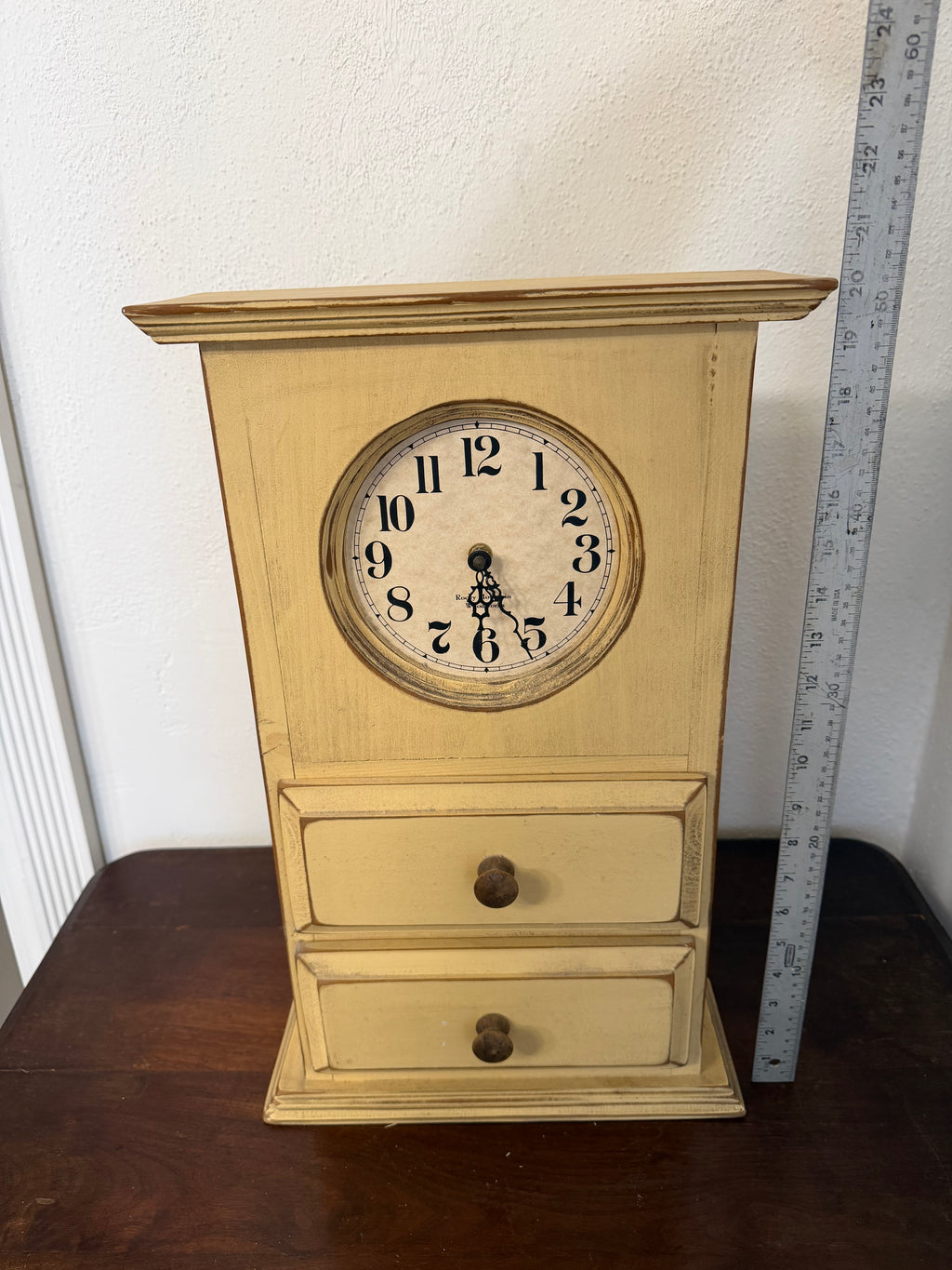Vintage Rocky Mountain Woodworks Clock with 2 drawers - Will Get Makeover