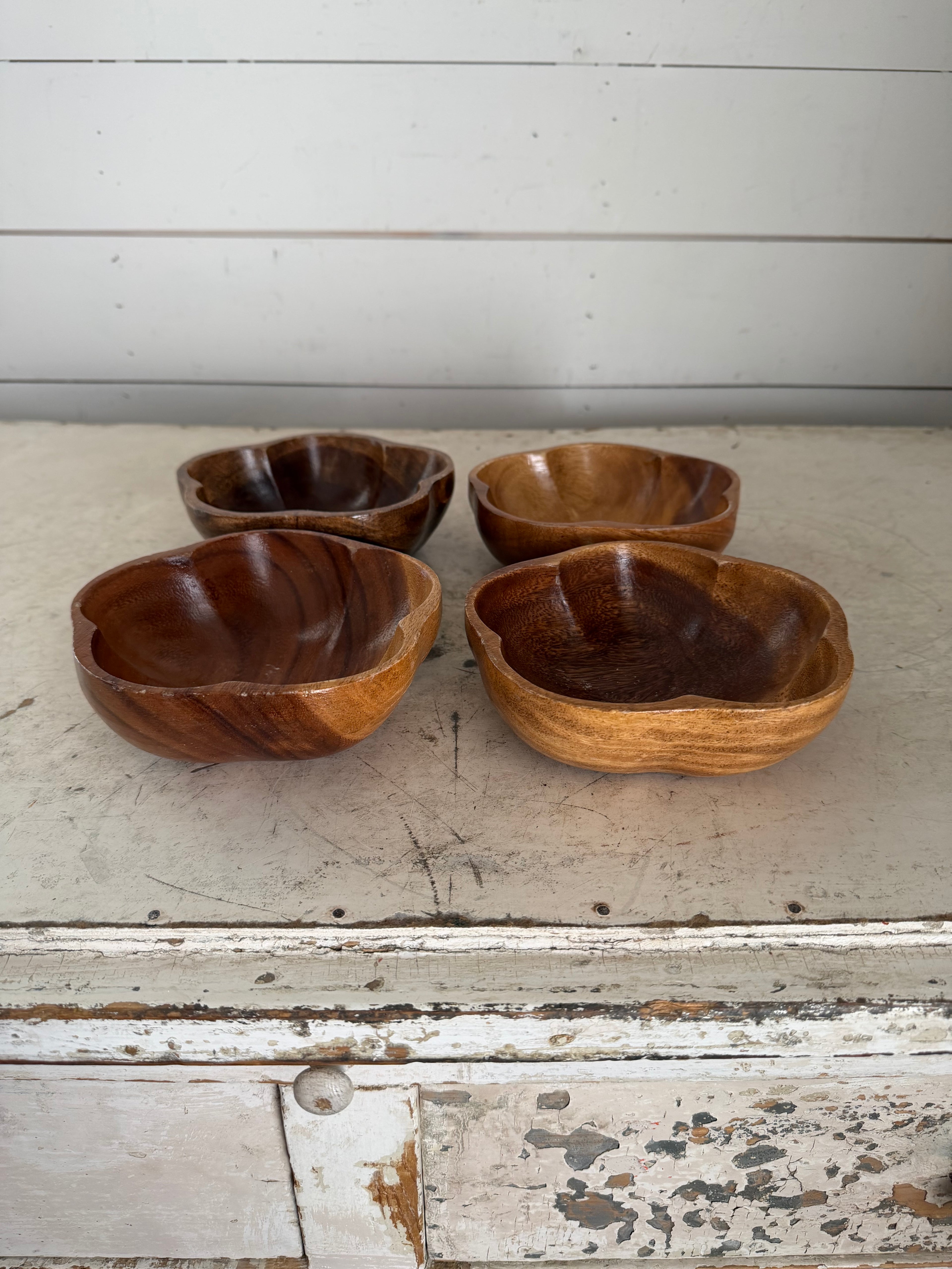 Vintage Sorenson Hawaii Monkey Pod MCM Scalloped Wood Bowl sold individually