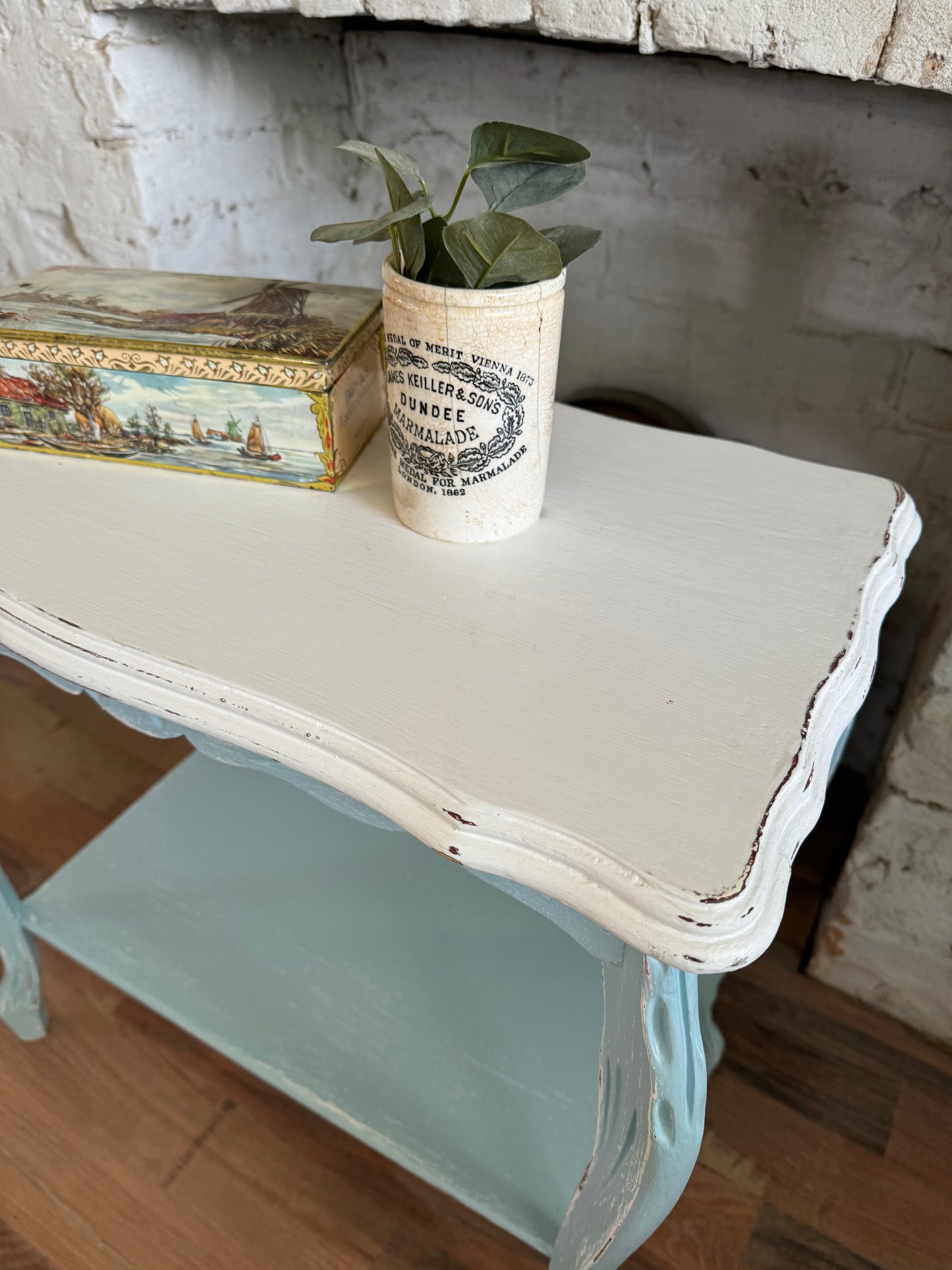 Antique Blue and White Side Table