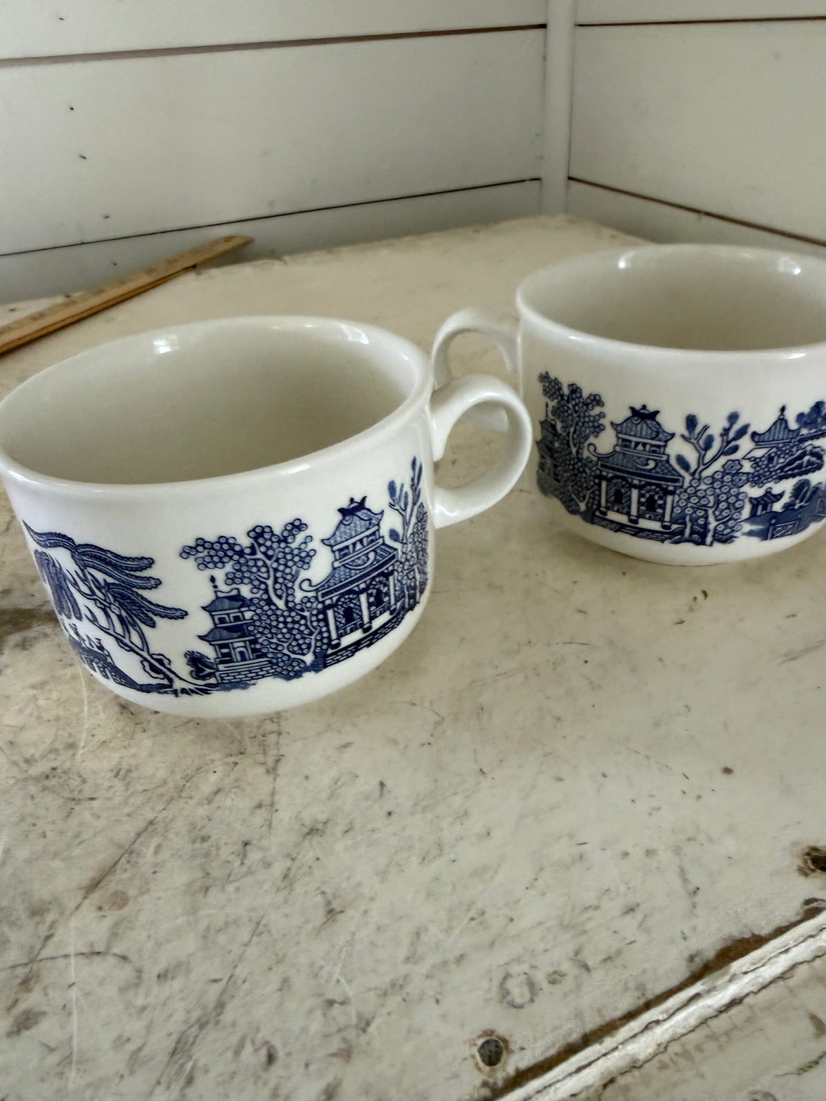 Large blue Willow mug made in England sold an individual individually