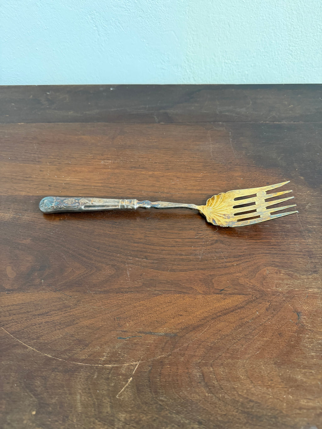 Antique Sheffield, England, Silver Plate Serving Fork