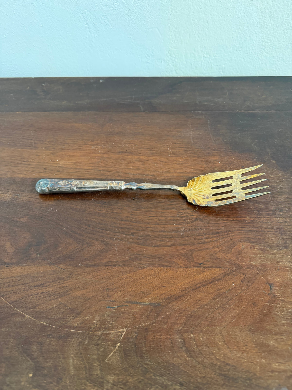 Antique Sheffield, England, Silver Plate Serving Fork