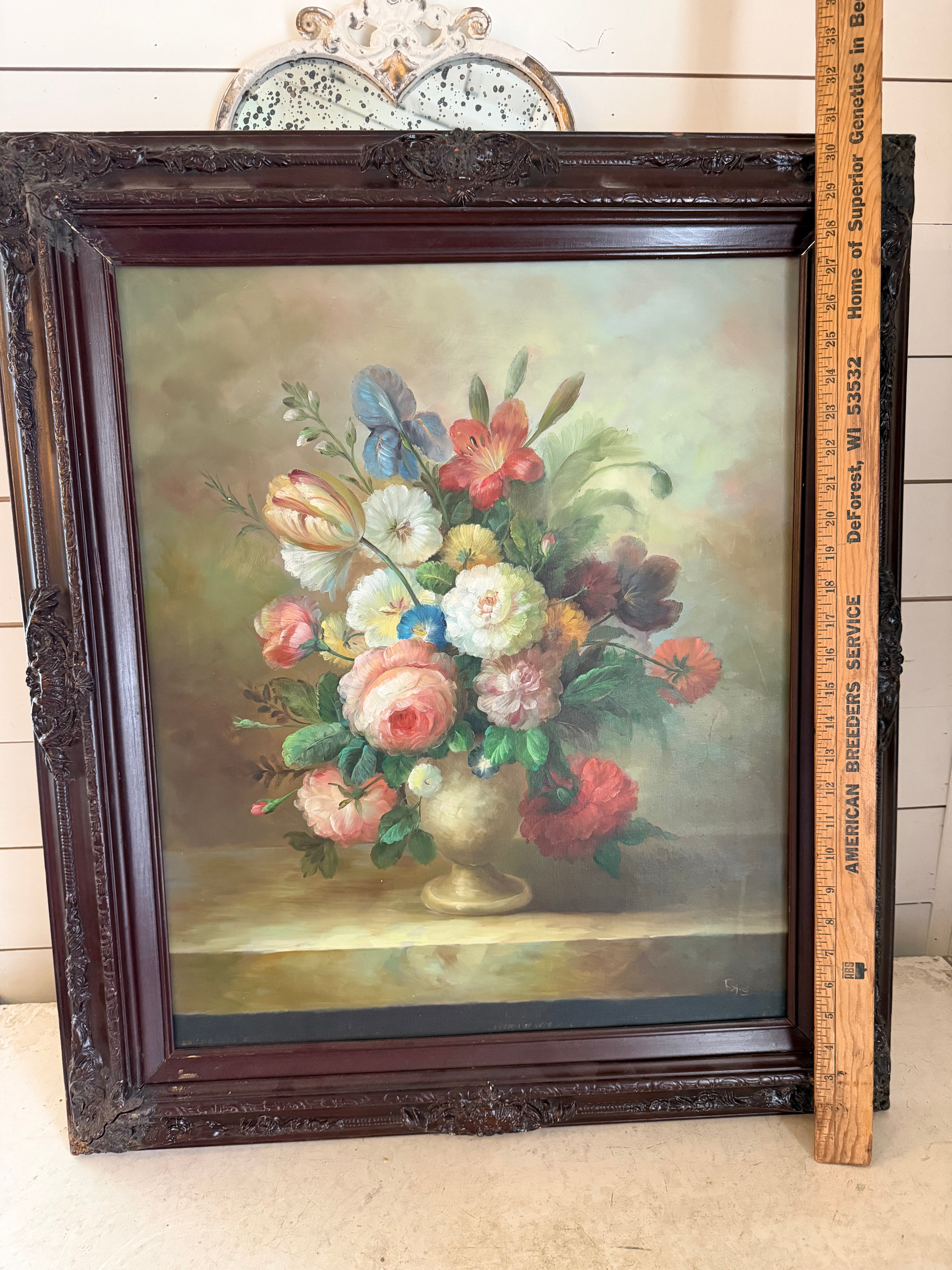 Vintage Original Art of Flowers in a Vase by Rosie