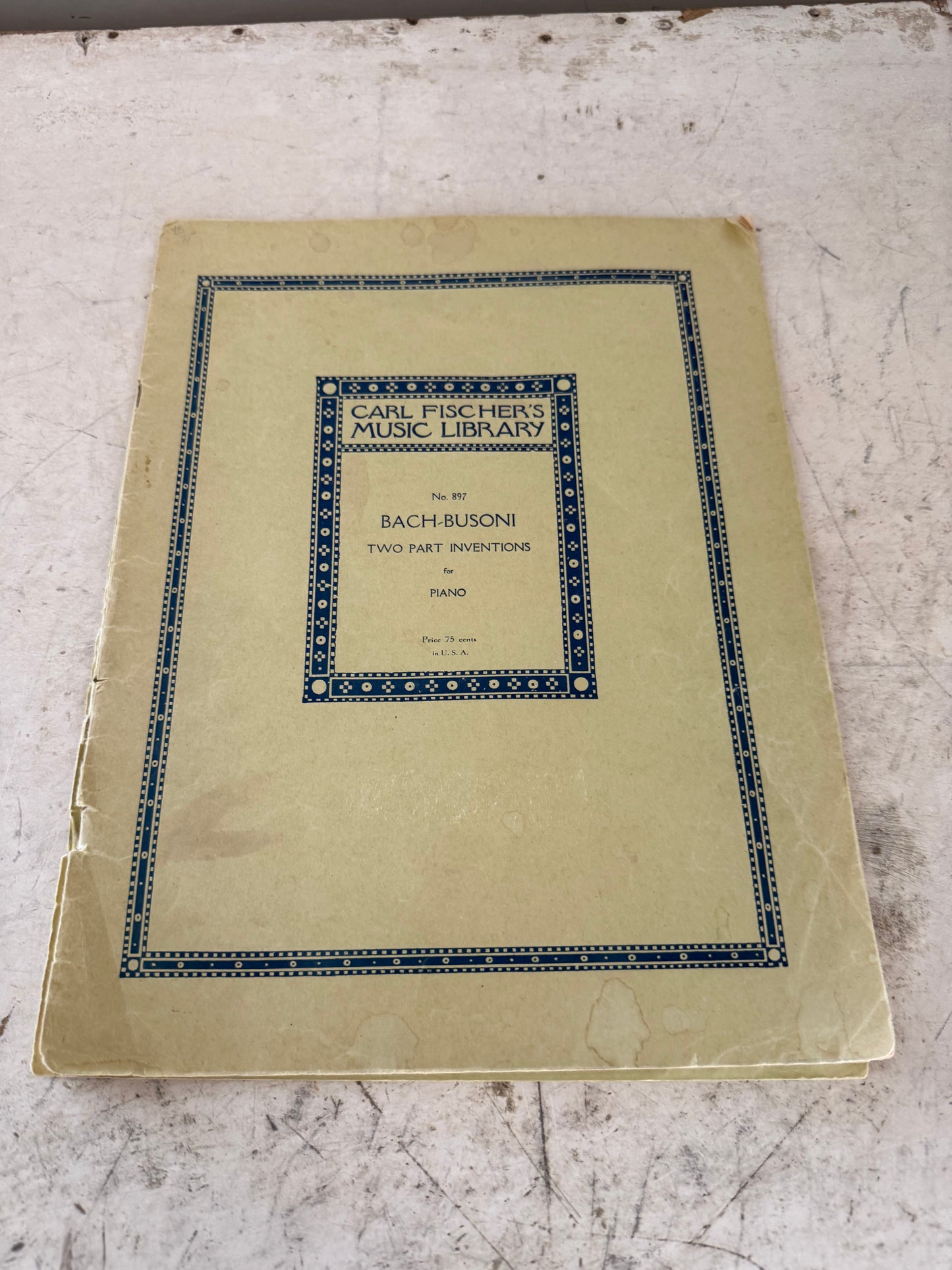 Carl Fischer's Music Library No. 897 Bach-Busoni Two Part Inventions for Piano