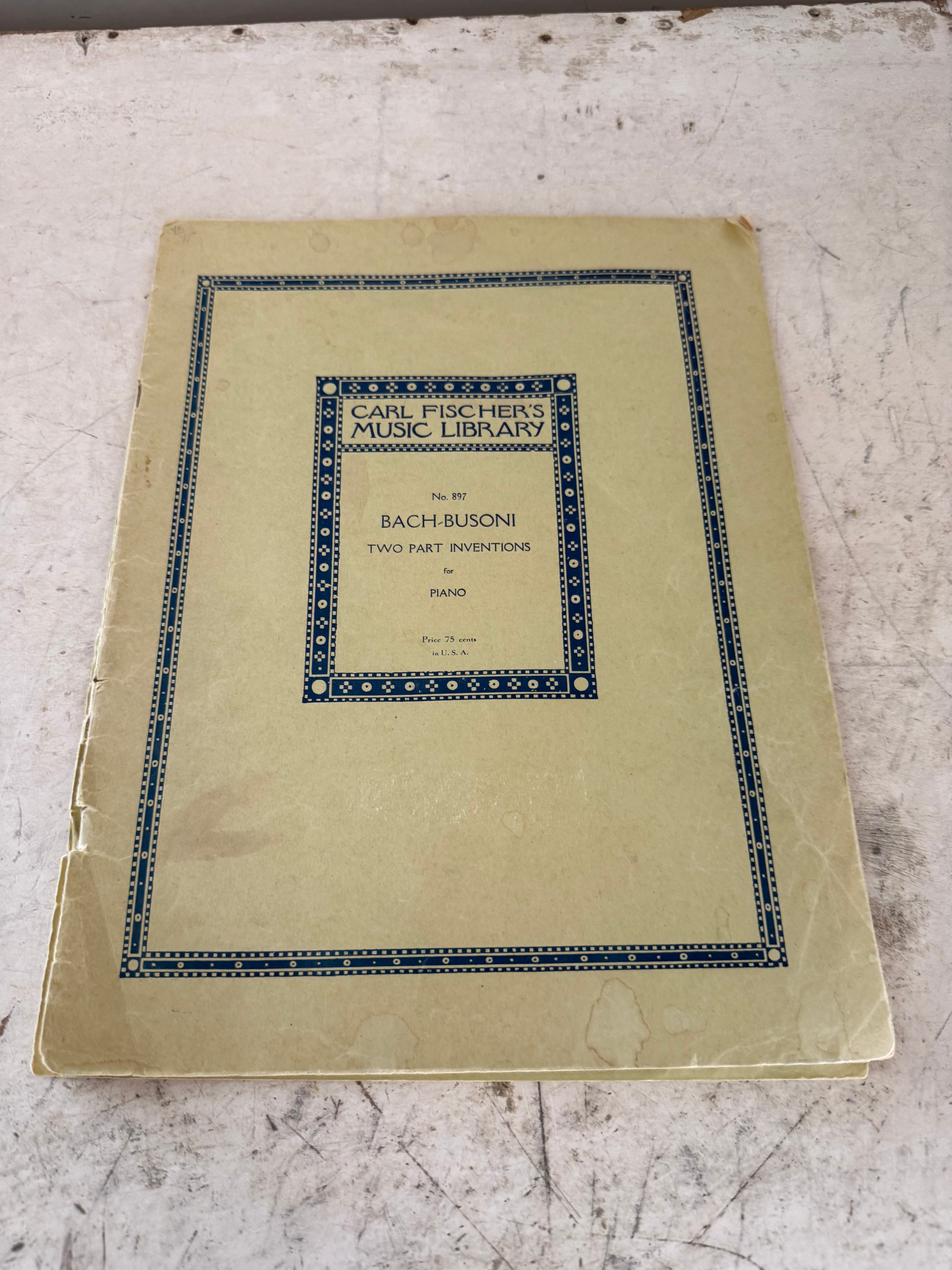 Carl Fischer's Music Library No. 897 Bach-Busoni Two Part Inventions for Piano